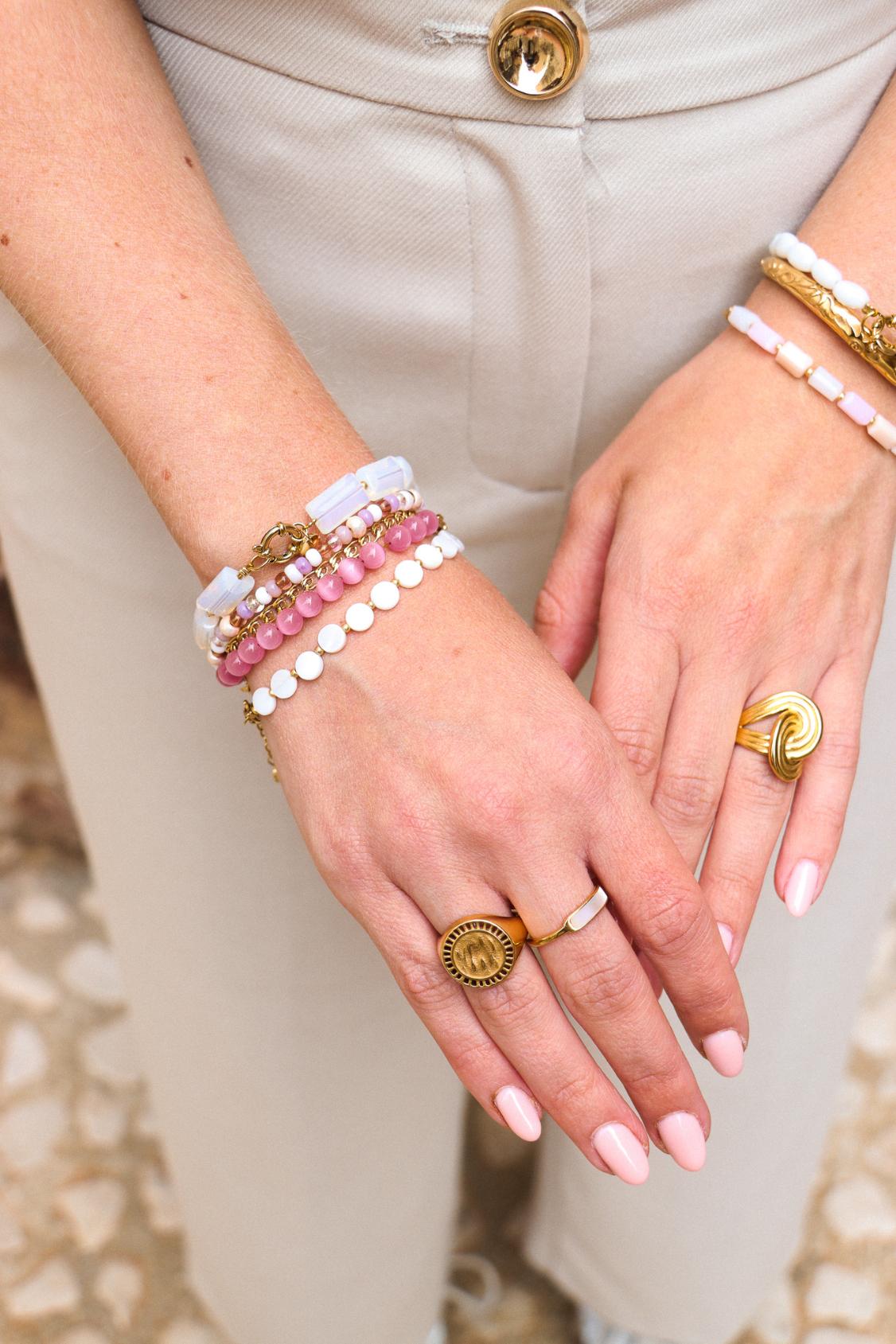 Pink snake bracelet gold