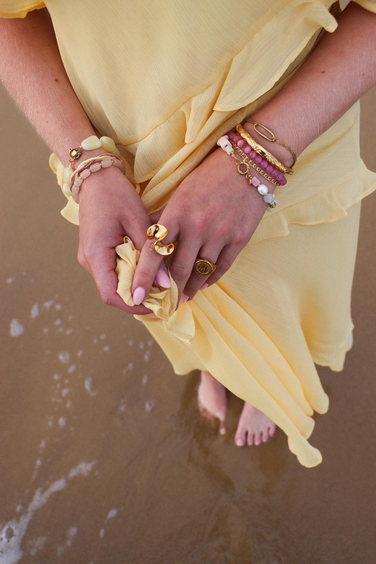 Pink snake bracelet gold