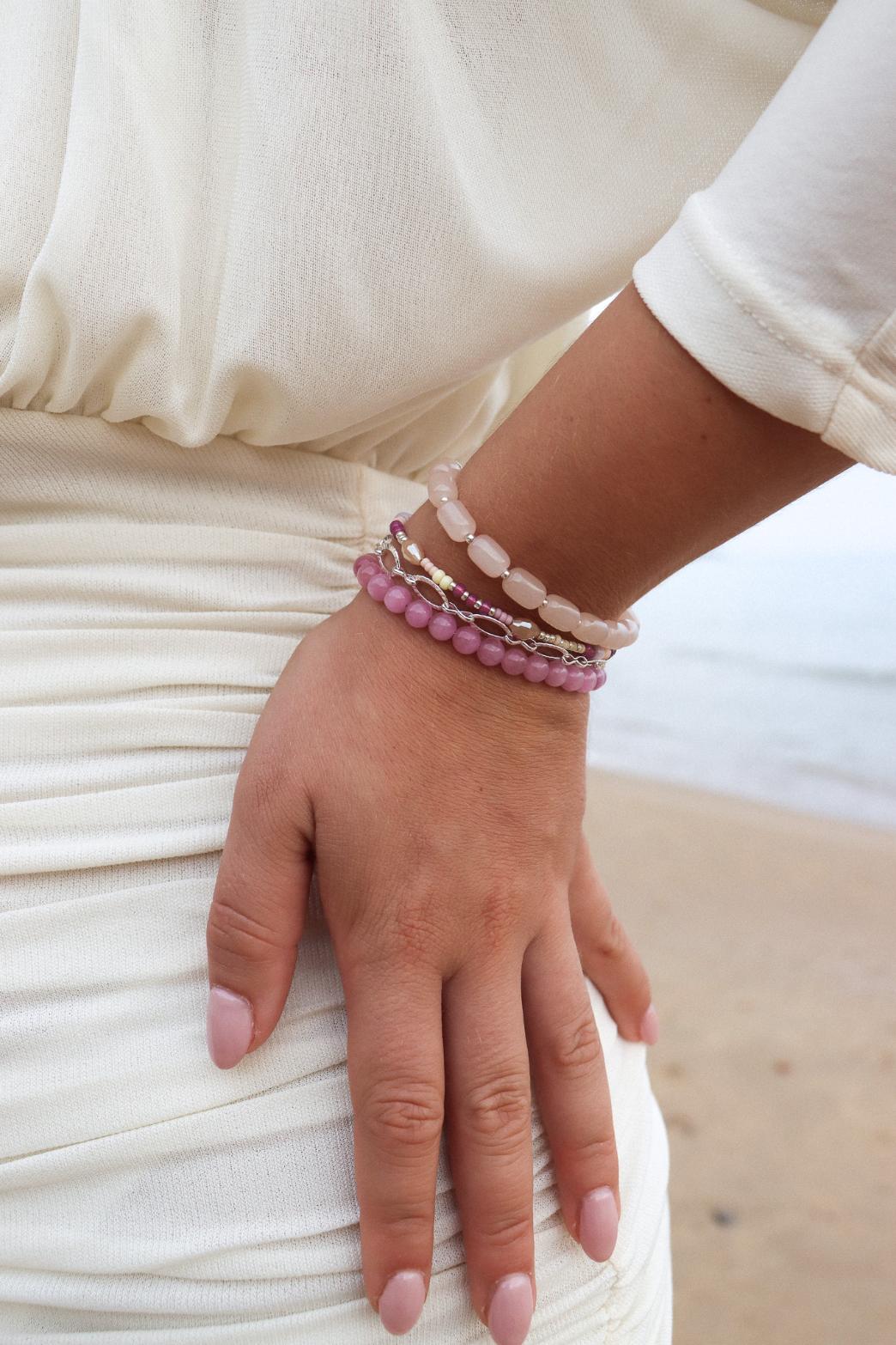 Pink snake bracelet silver