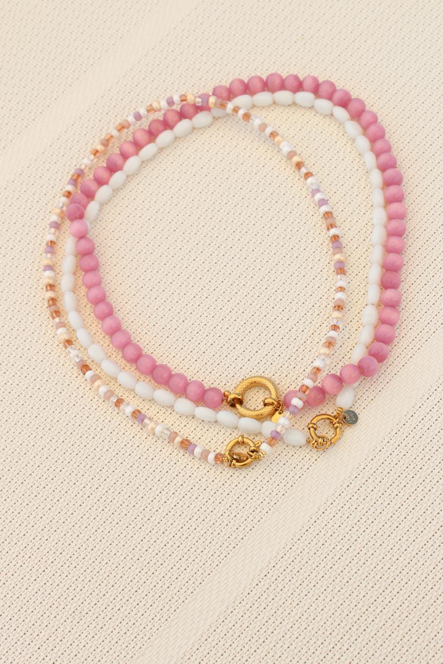Pink snake necklace gold
