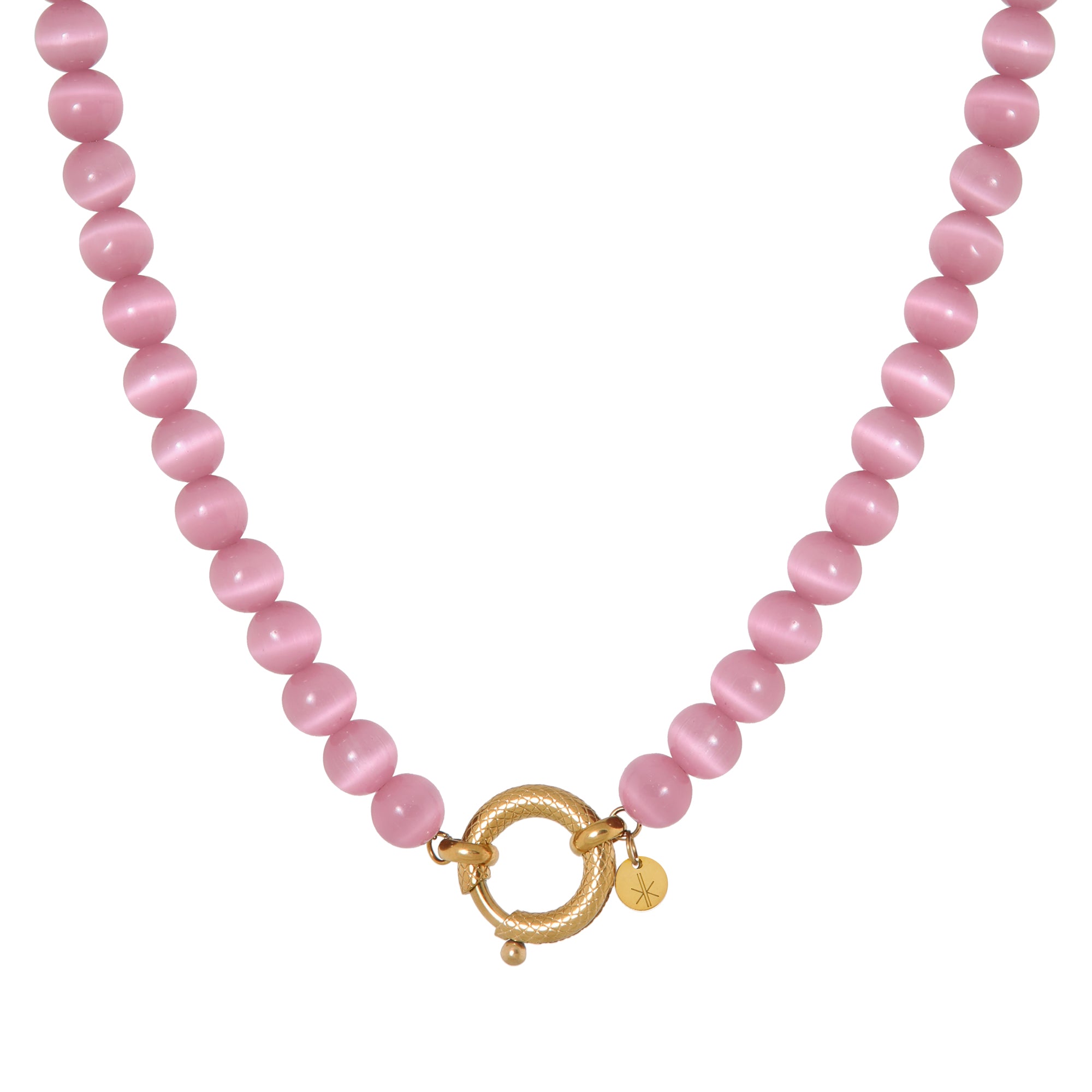 Pink snake necklace gold