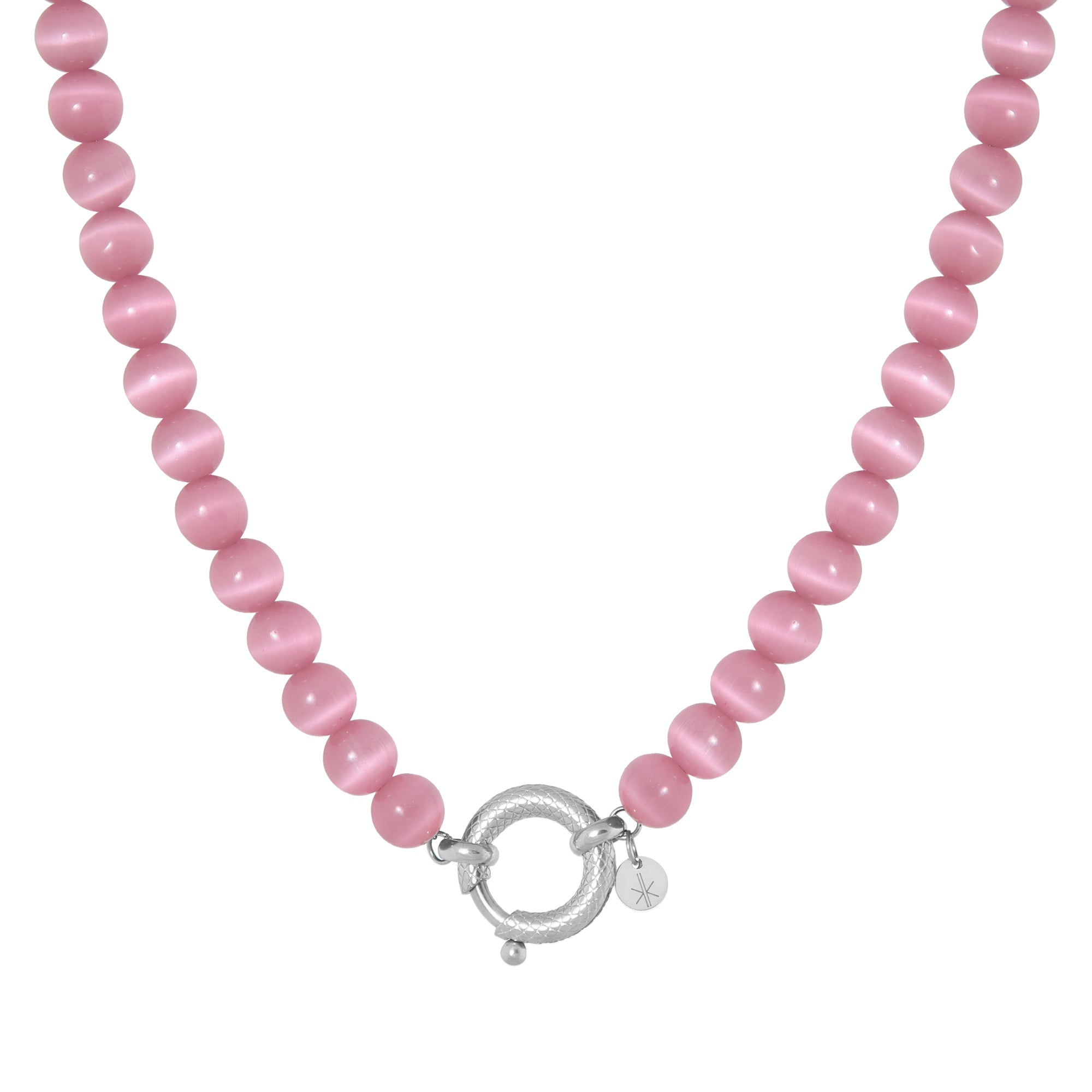 Pink snake necklace silver