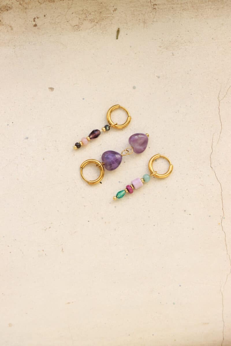 Purple hearts hoop gold