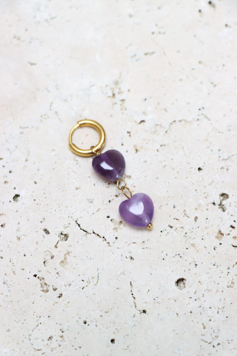 Purple hearts hoop gold