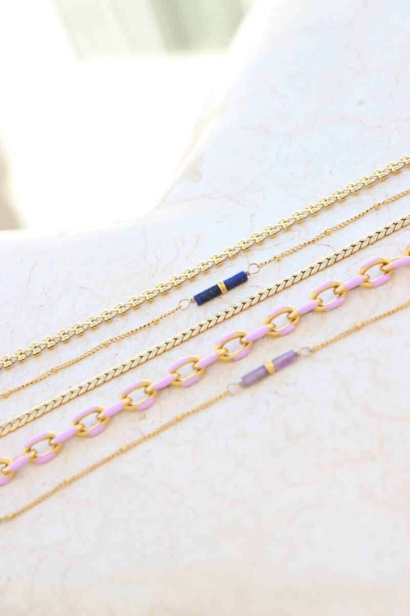 Purple tube bracelet gold
