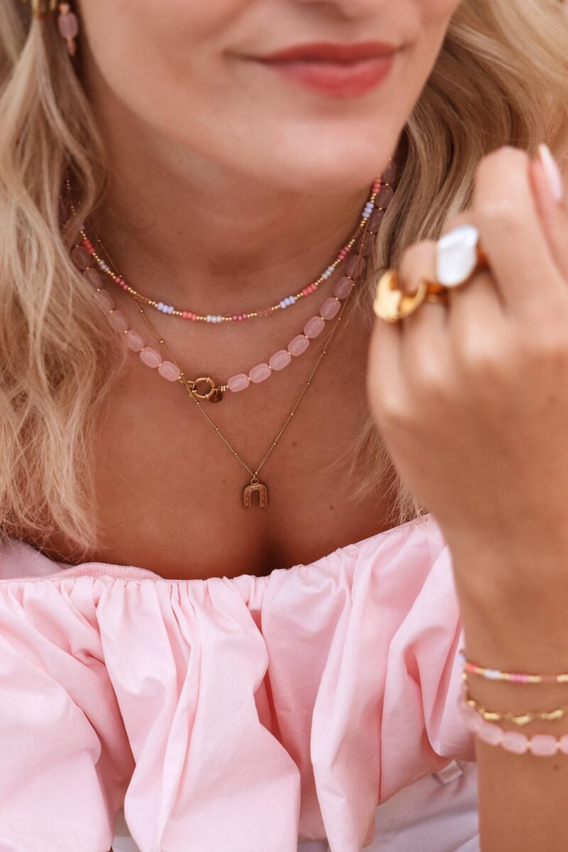Rainbow twirl necklace gold