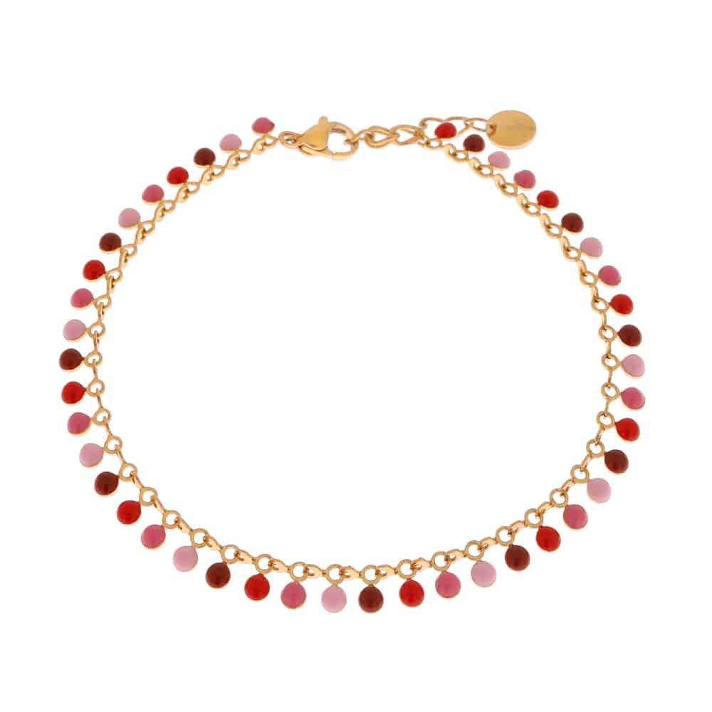 Red dots anklet gold