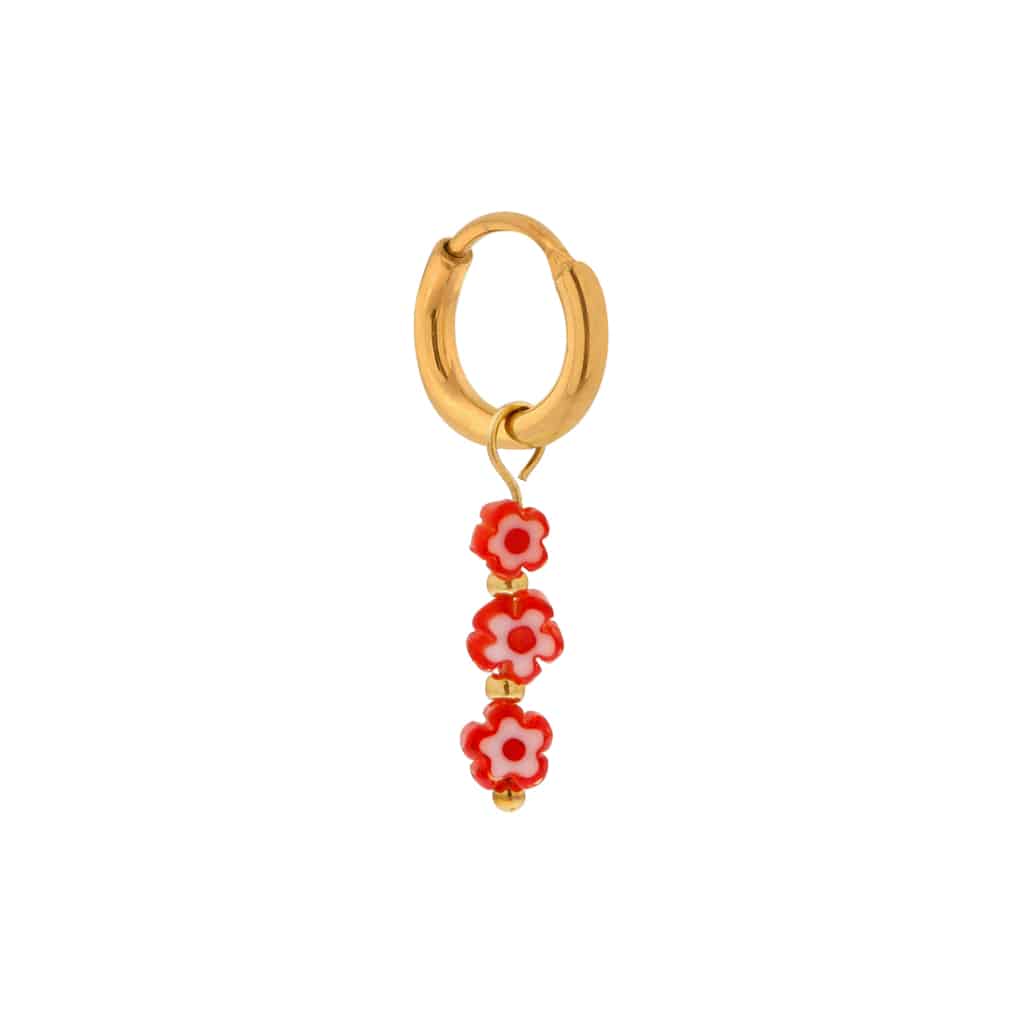Red flowers hoop gold