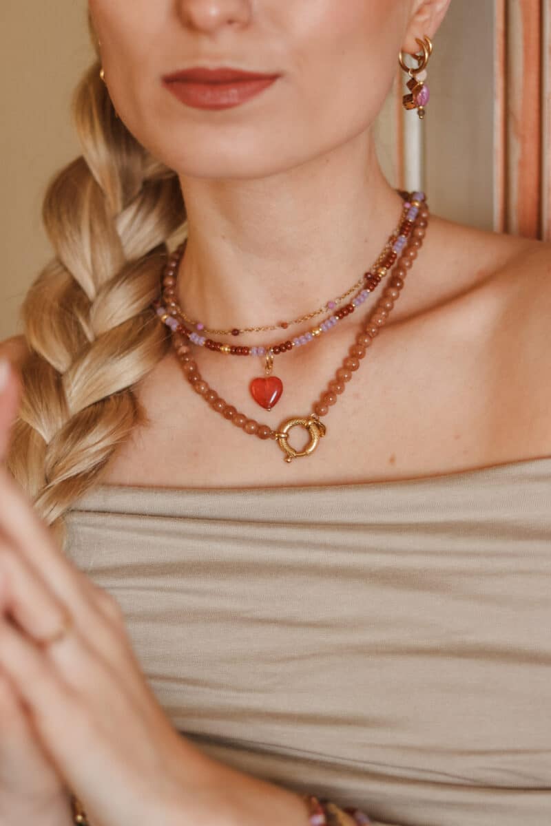 Red heart charm gold