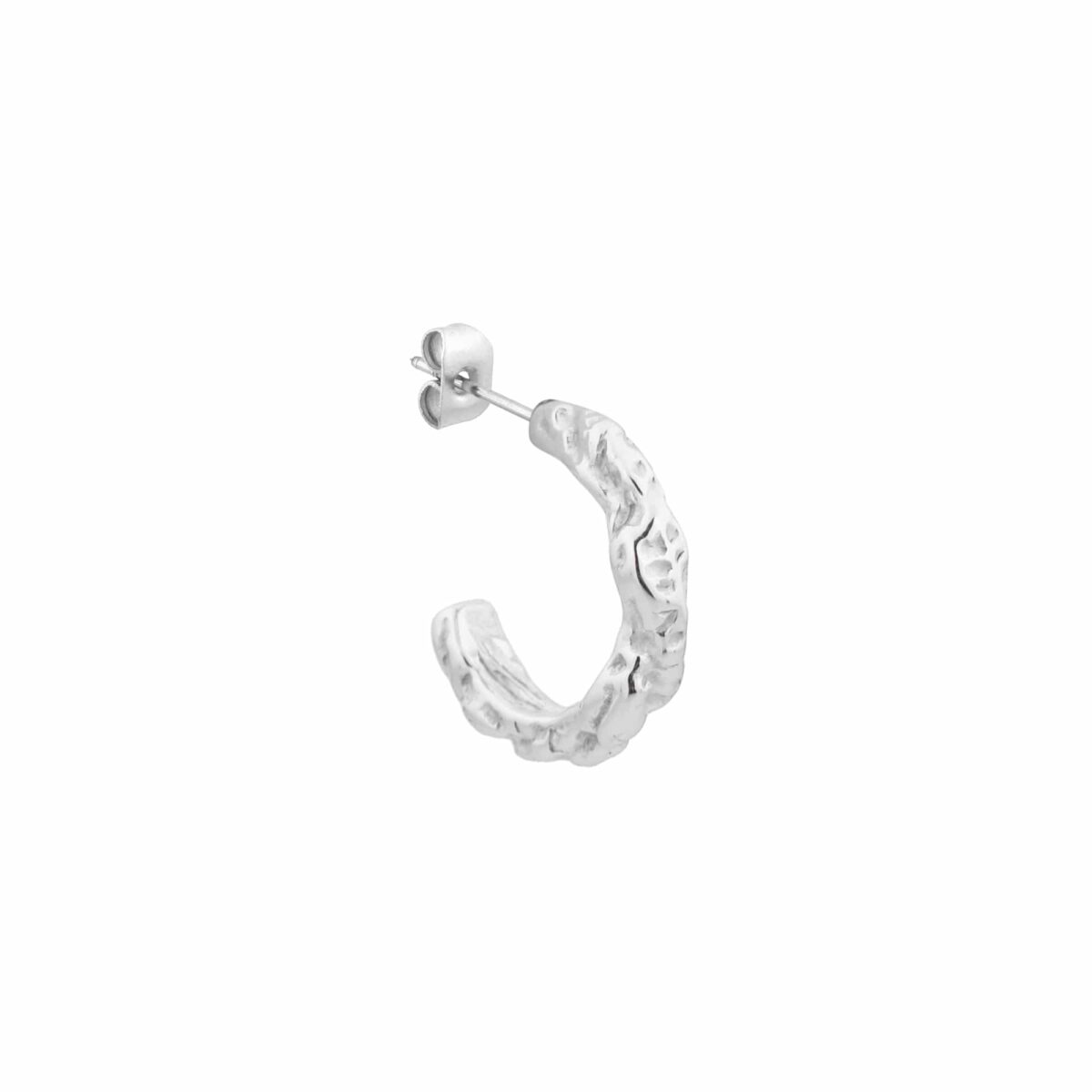 Rock solid hoop silver