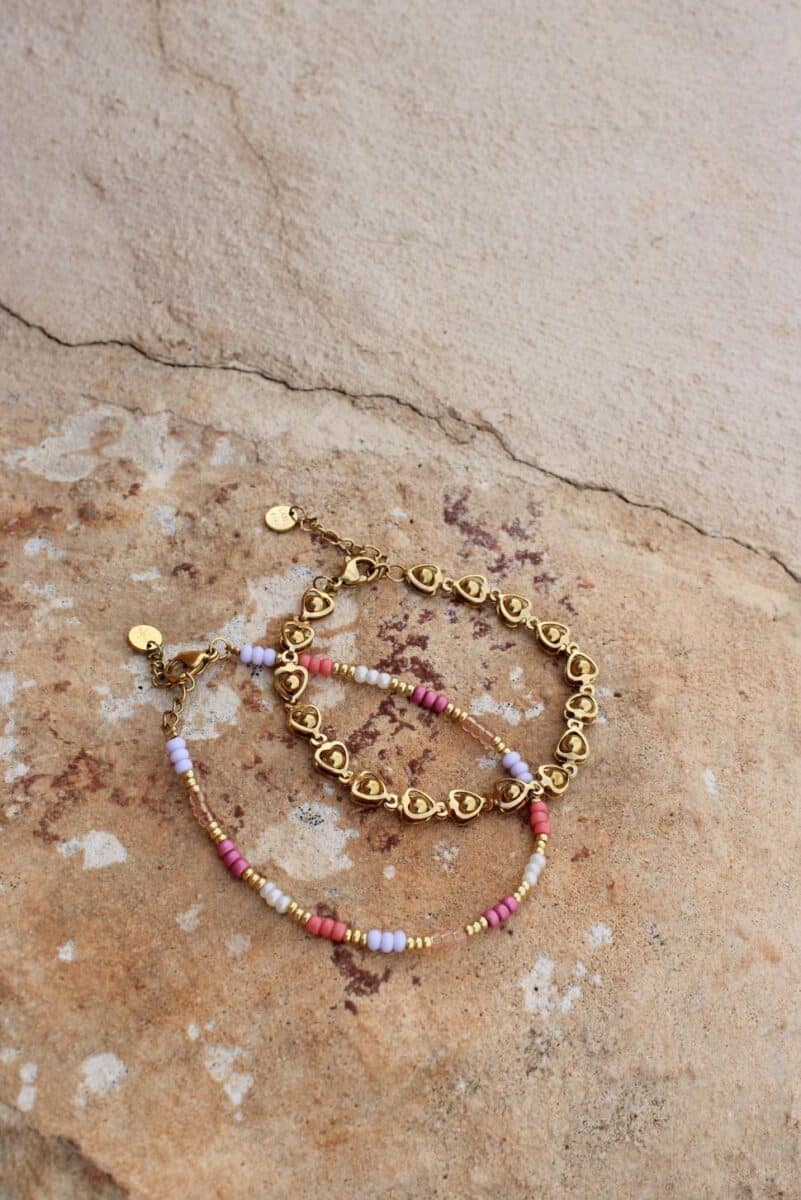 Round hearts bracelet gold