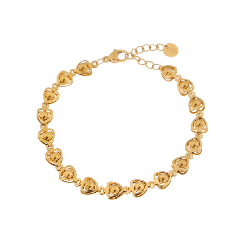 Round hearts bracelet gold