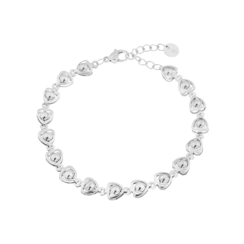 Round hearts bracelet silver