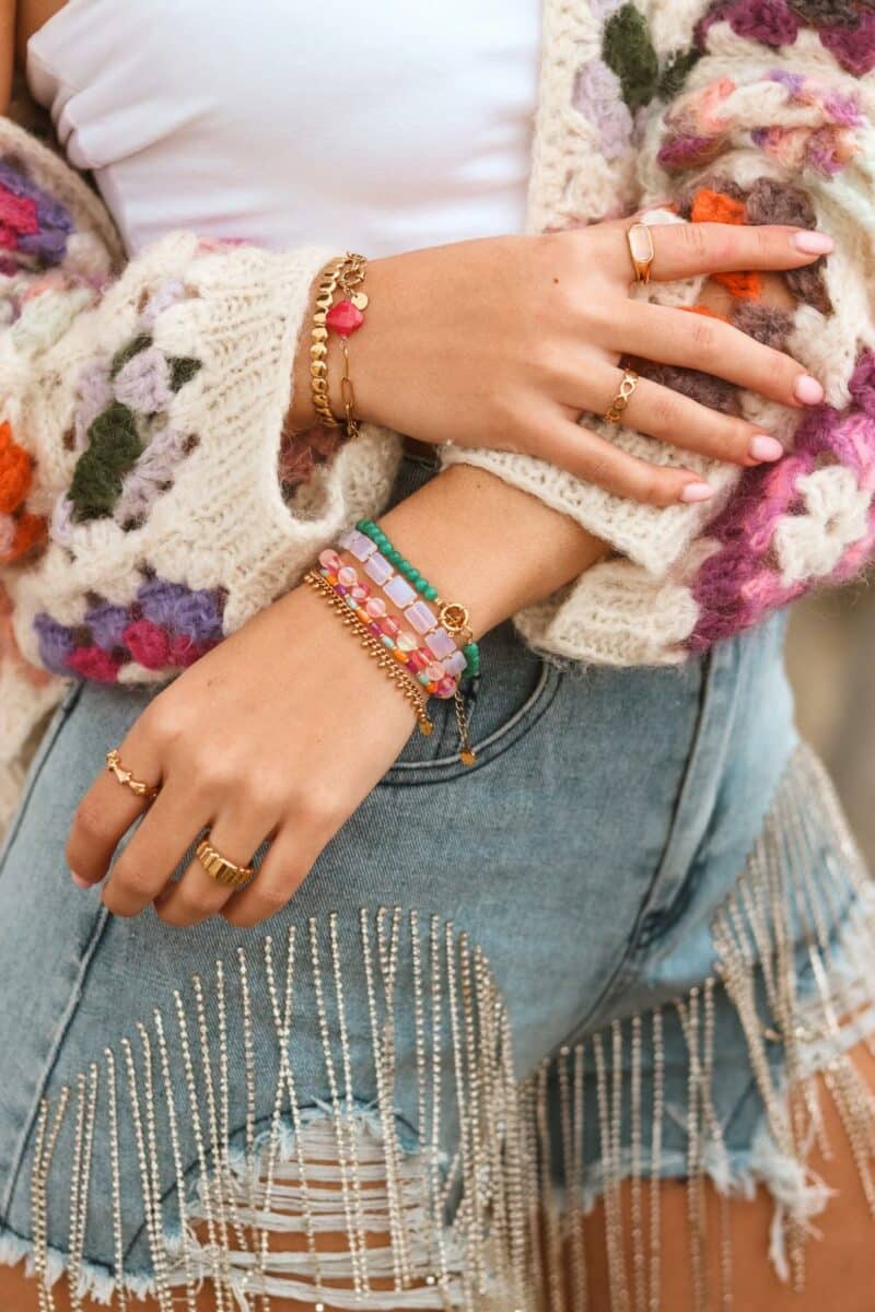 Seagreen beads bracelet gold