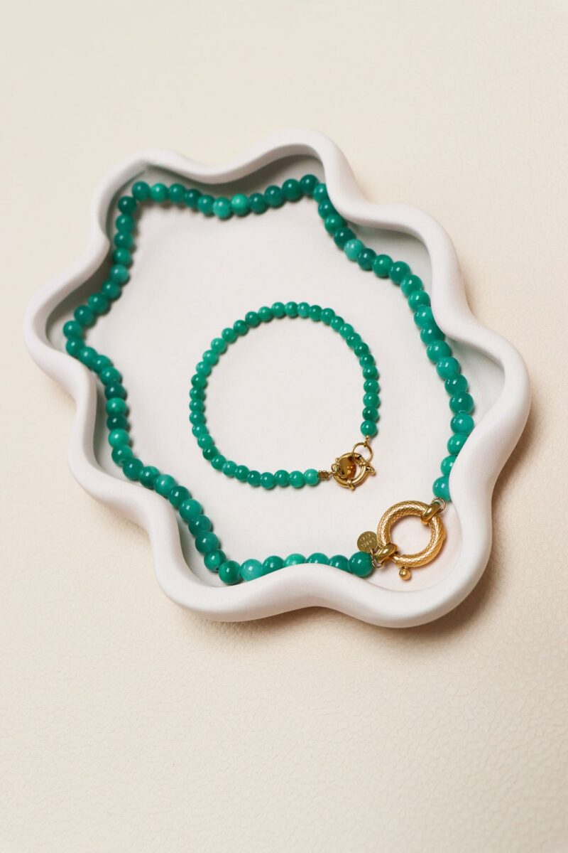 Seagreen snake necklace gold