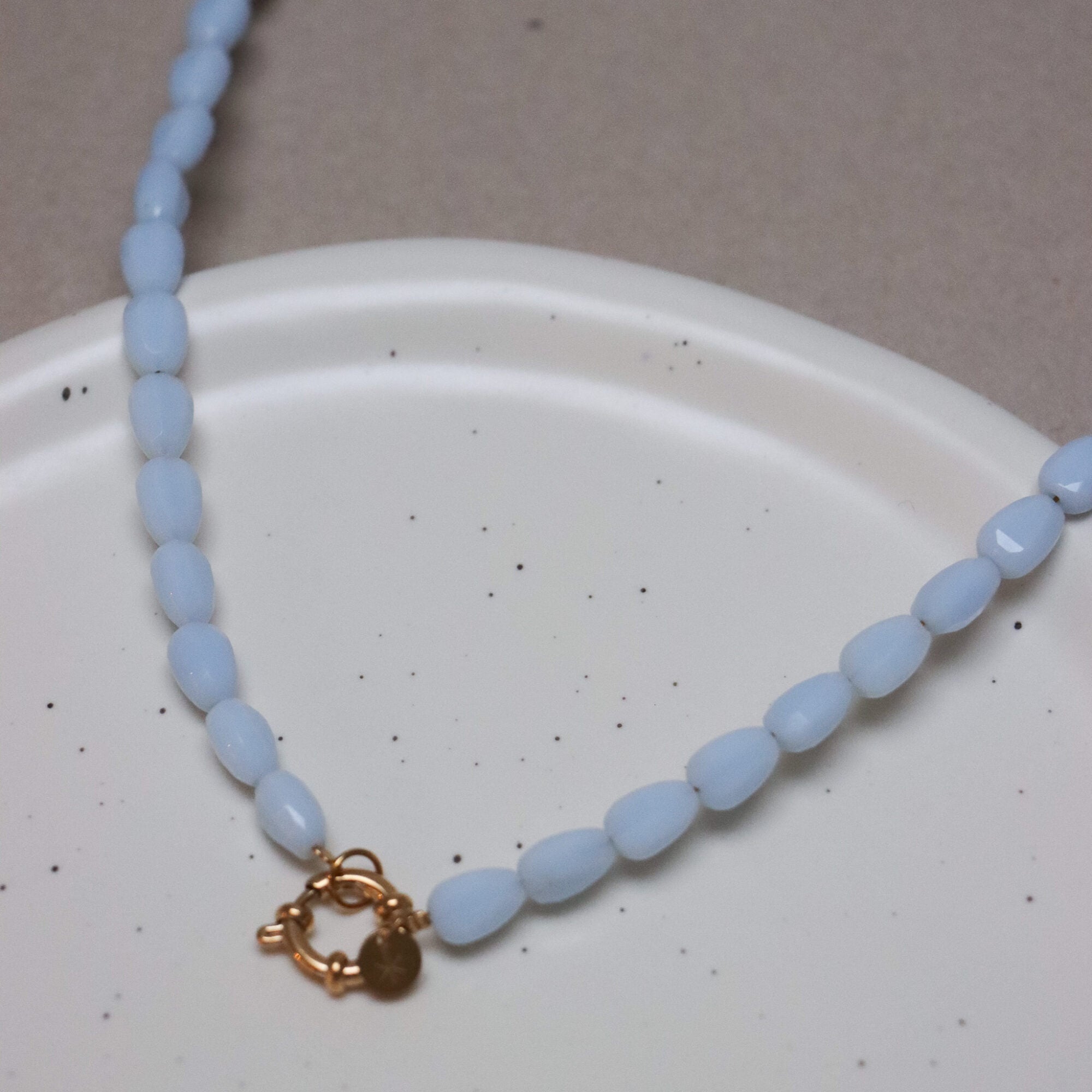 Shades of blue necklace gold