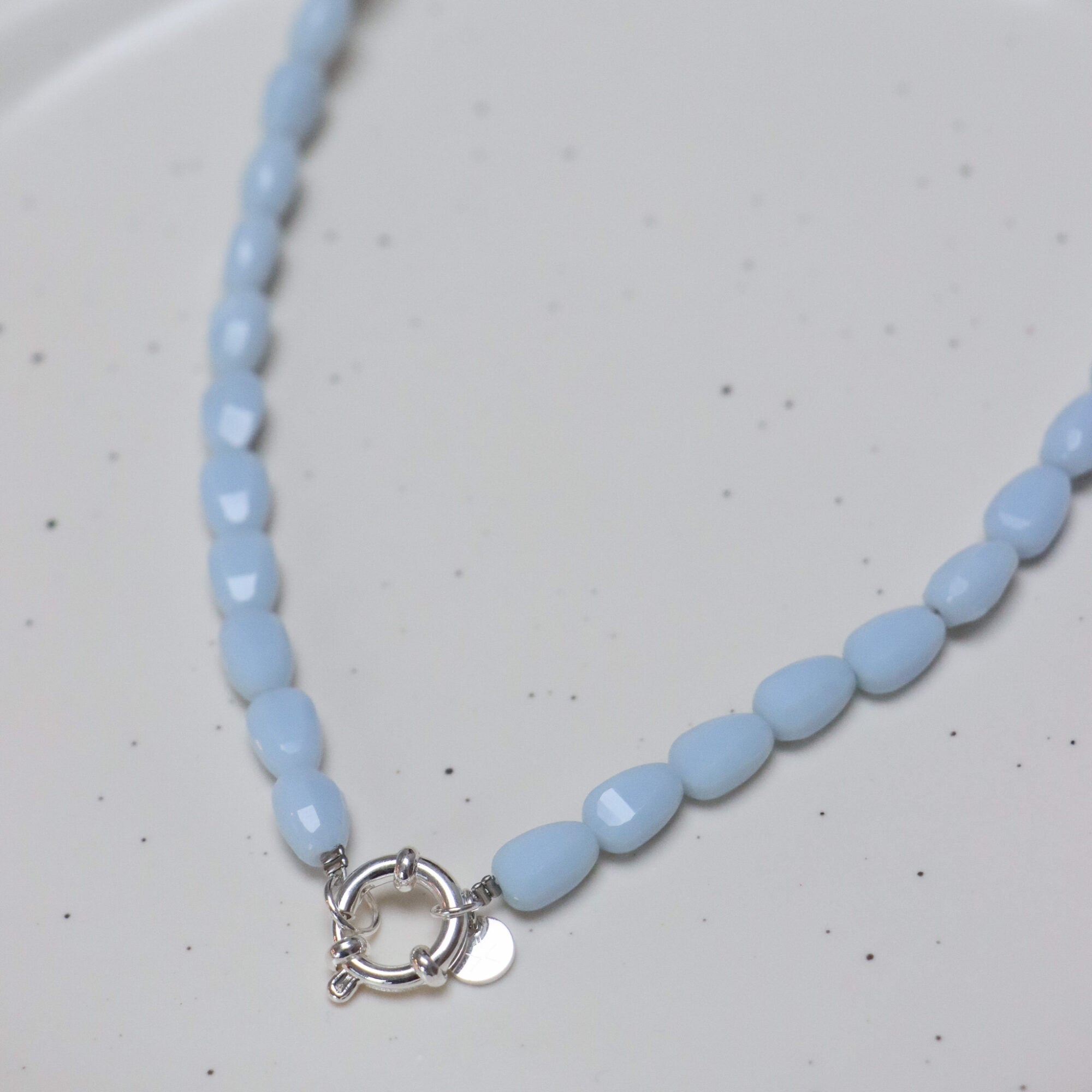 Shades of blue necklace silver
