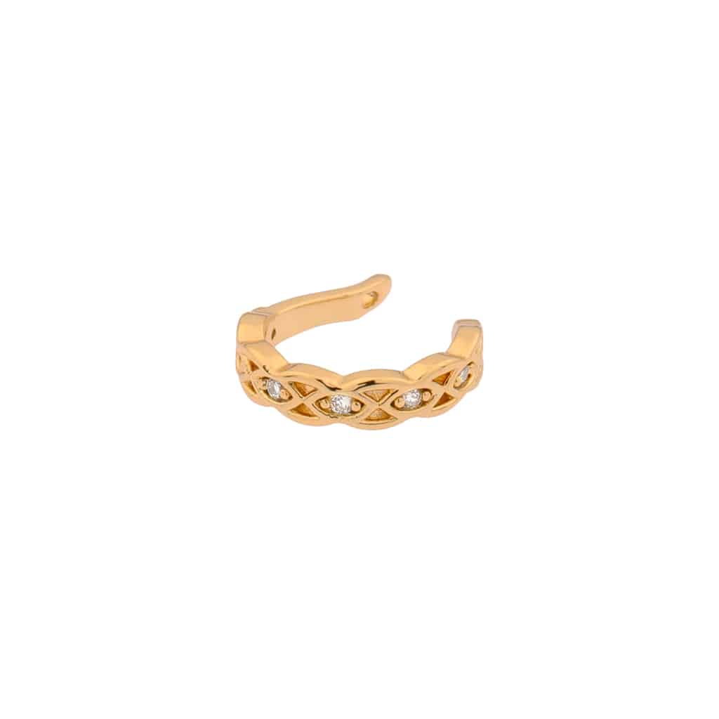 Shiny oval ear cuff gold