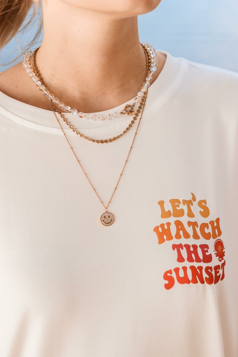 Shiny smiley necklace gold