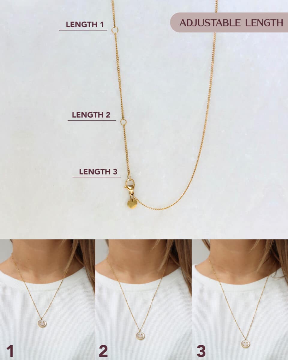 Shiny smiley necklace gold