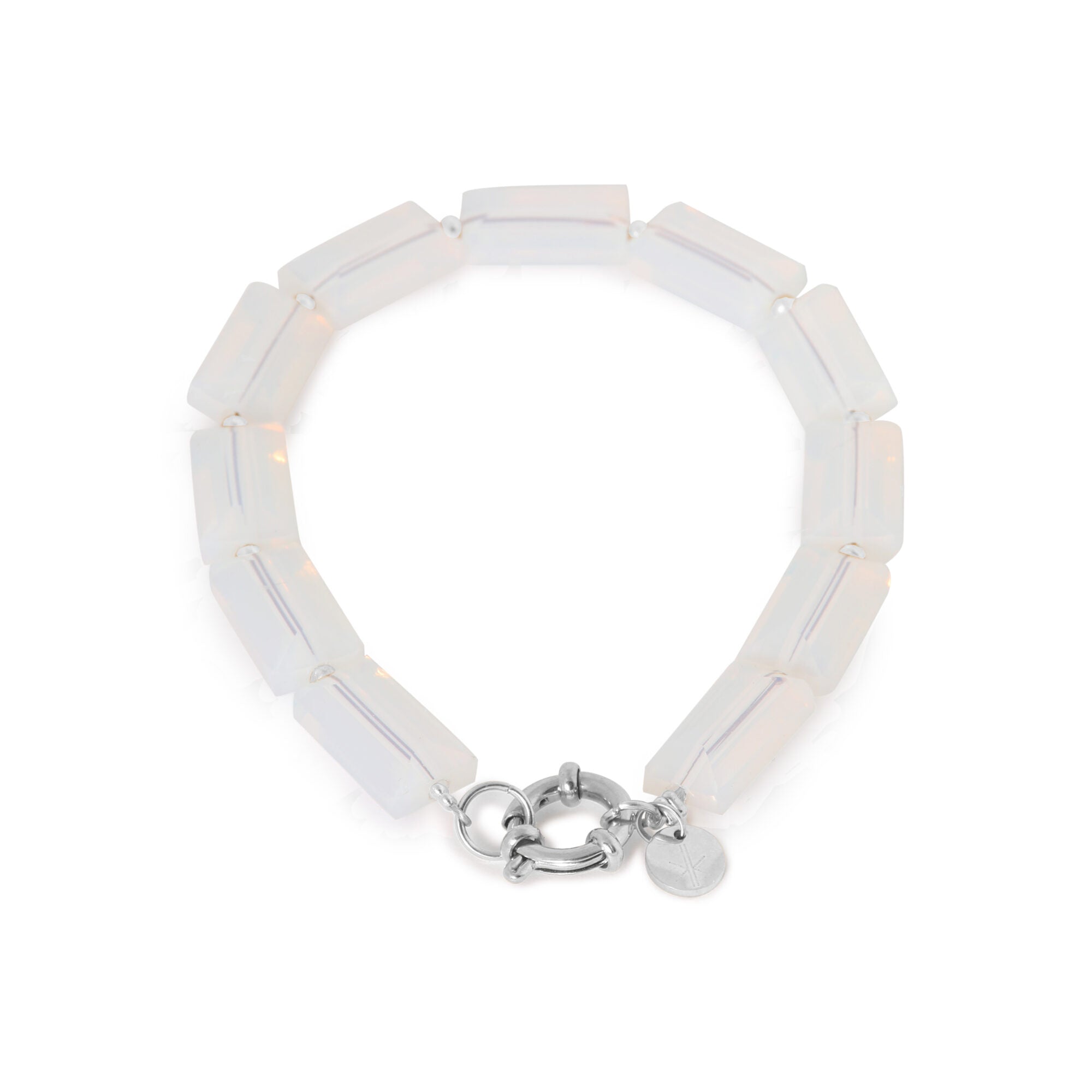 Shiny white bracelet silver