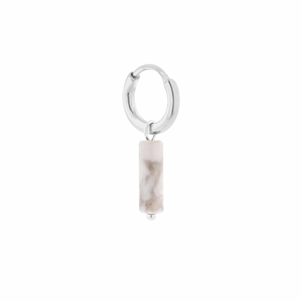 Single large marble tube hoop silver