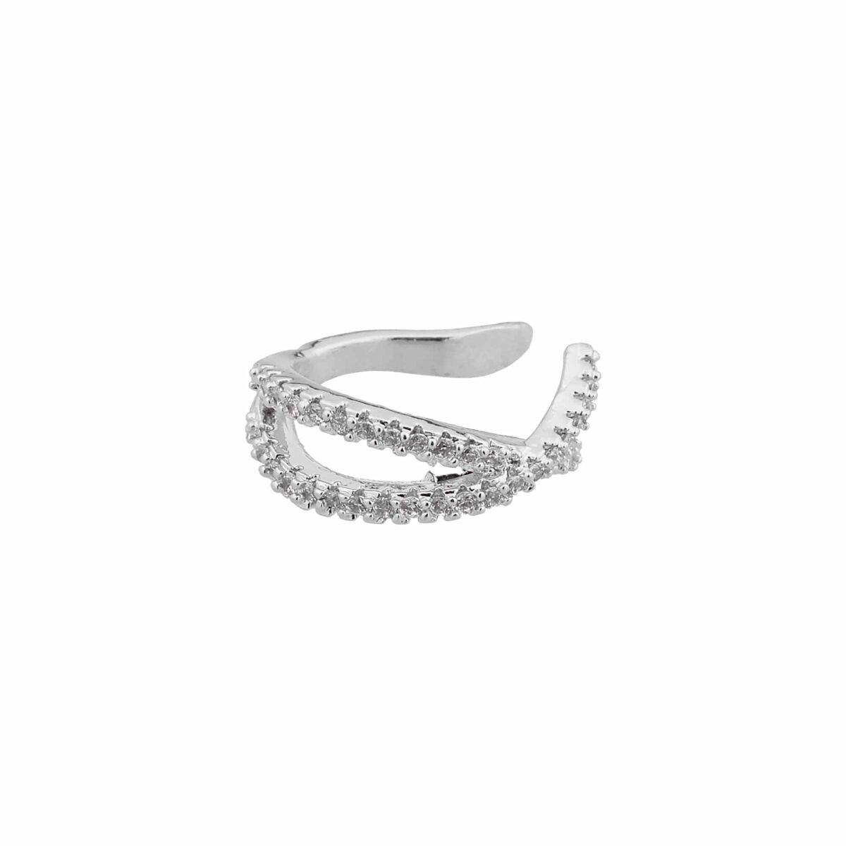 Single open end ear cuff silver