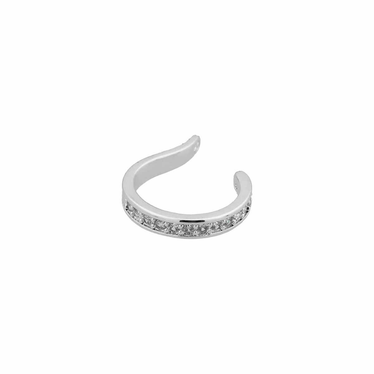 Single plain shiny ear cuff silver