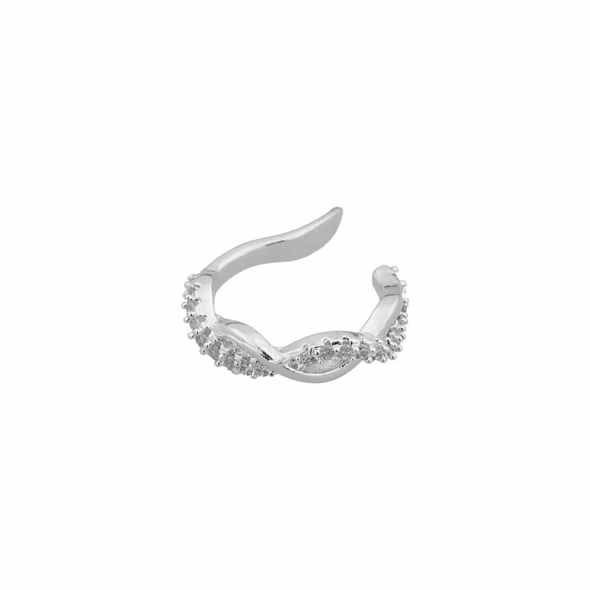 Single twisted shiny ear cuff silver