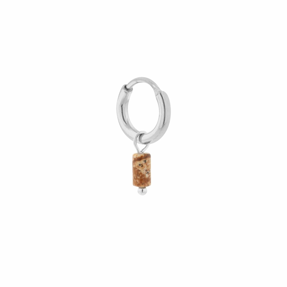 Small brown agate tube hoop silver