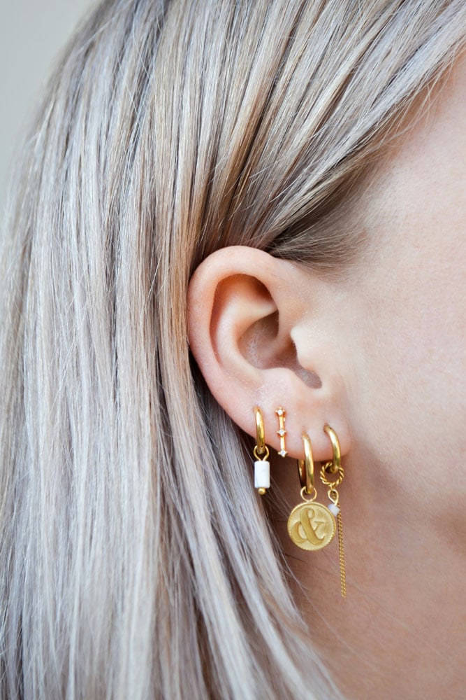 Small marble tube hoop gold