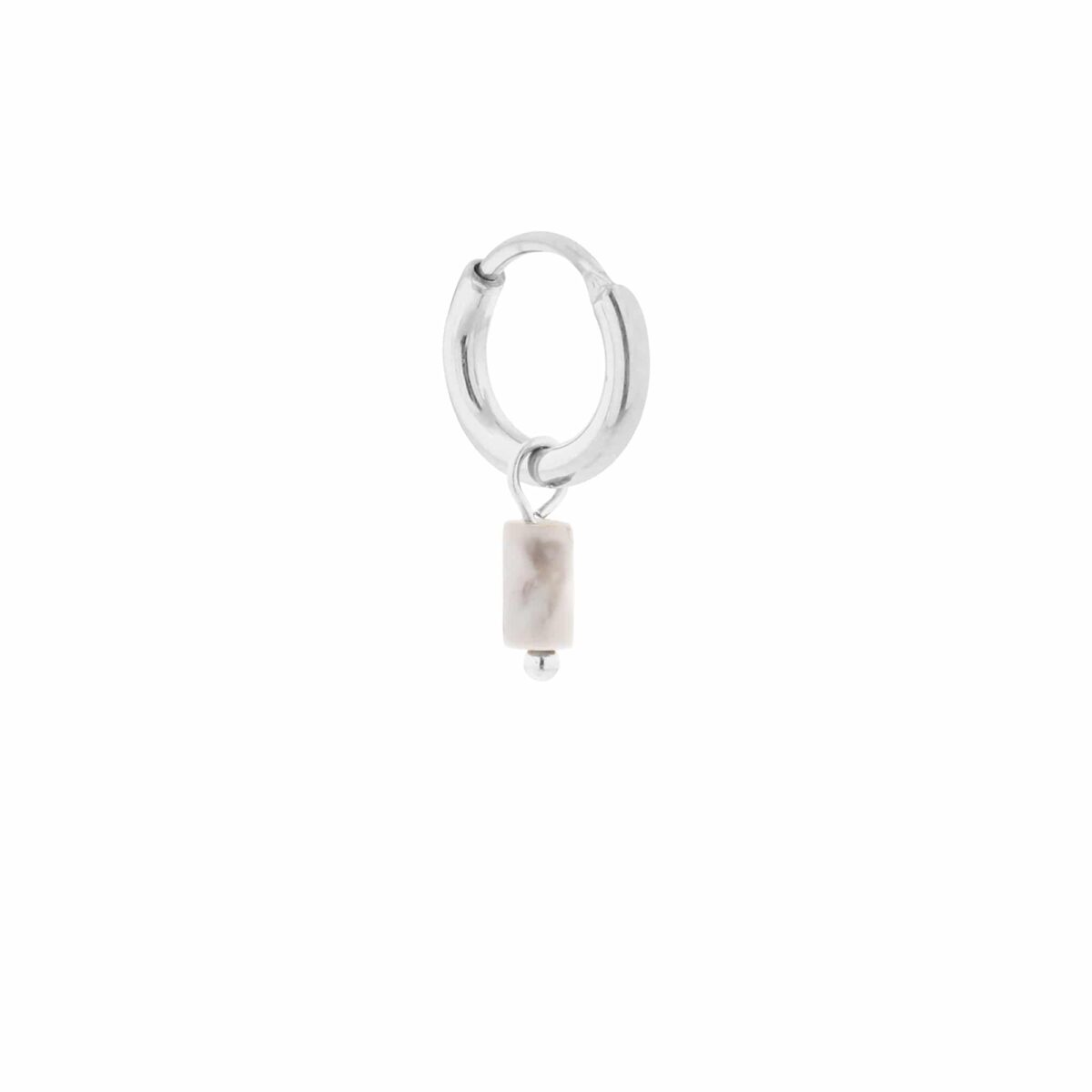 Small marble tube hoop silver