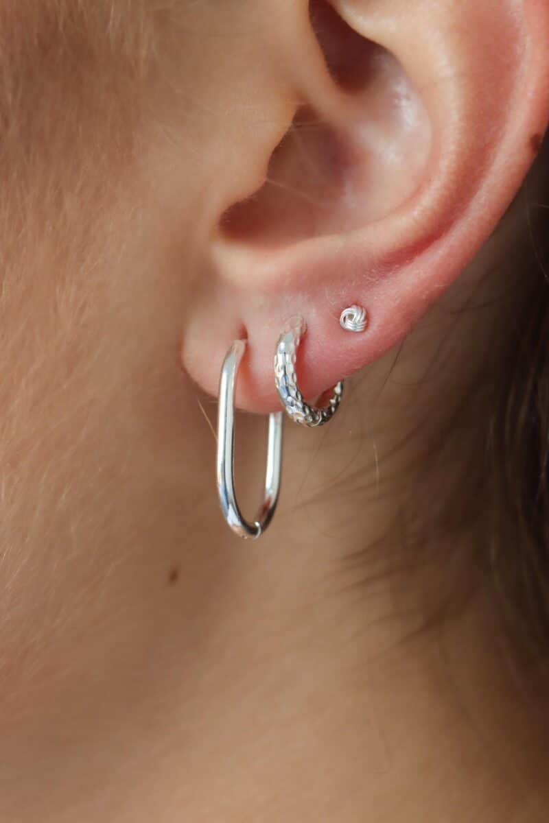 Small oval hoop silver