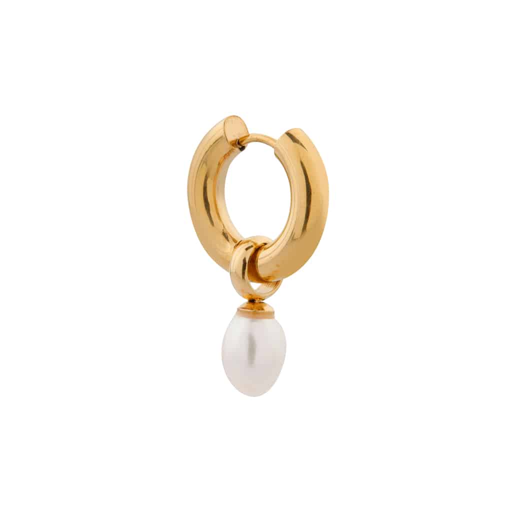 Small pearl hoop gold