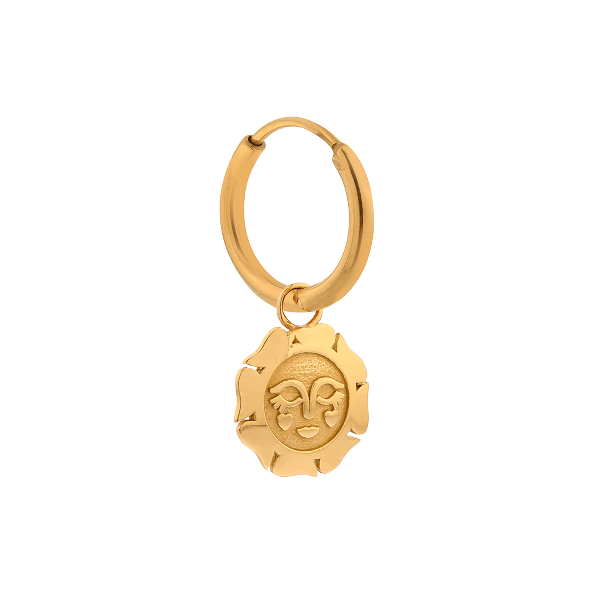 Smiling sun hoop gold