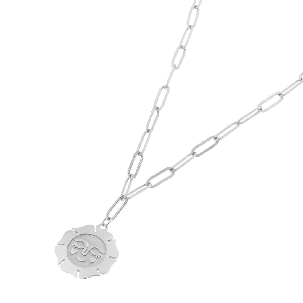 Smiling sun necklace silver