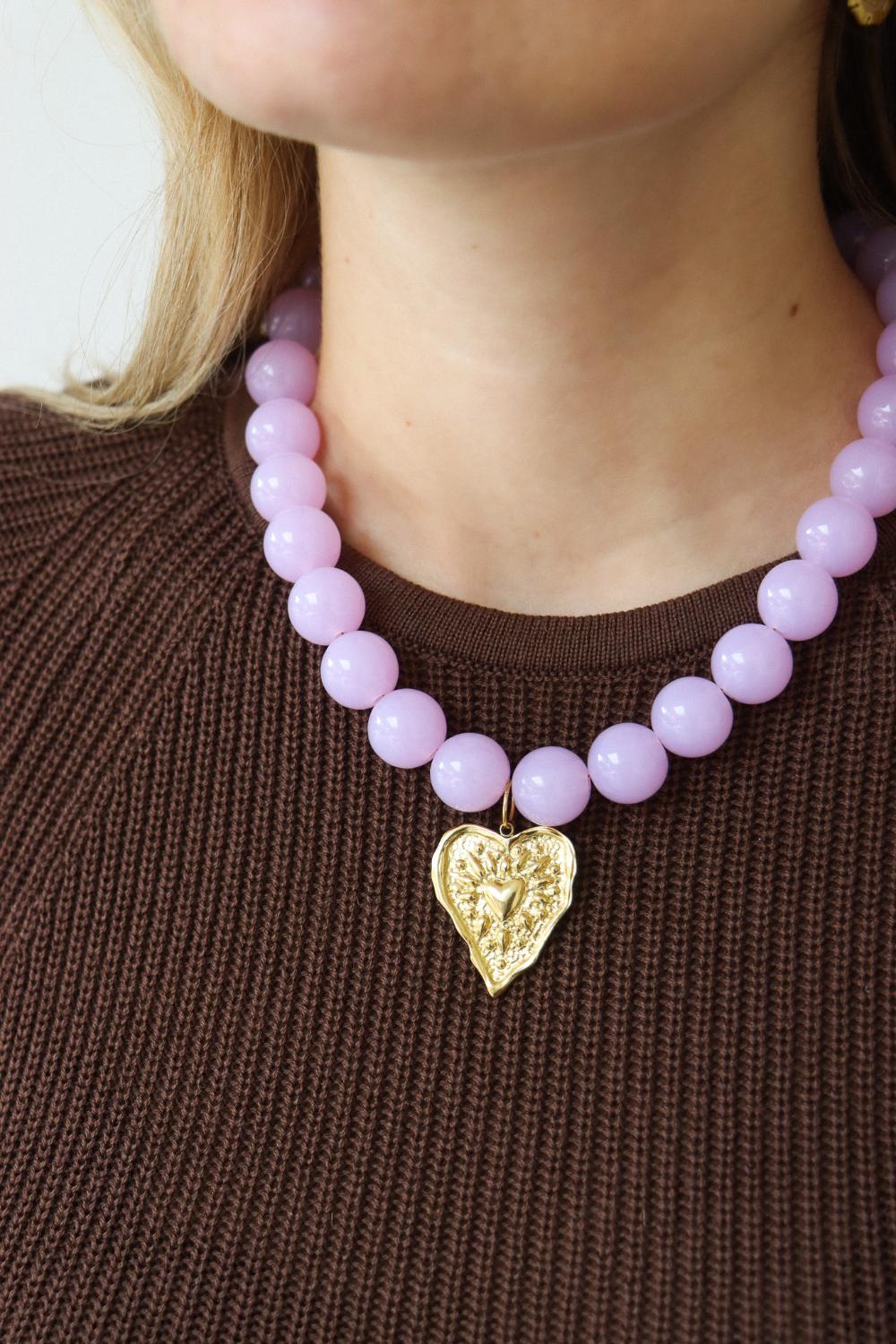 Soft plum necklace gold