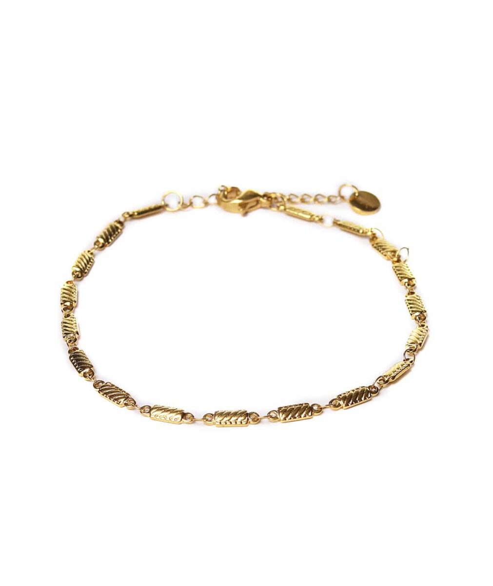 Stripe Rectangle Anklet Gold