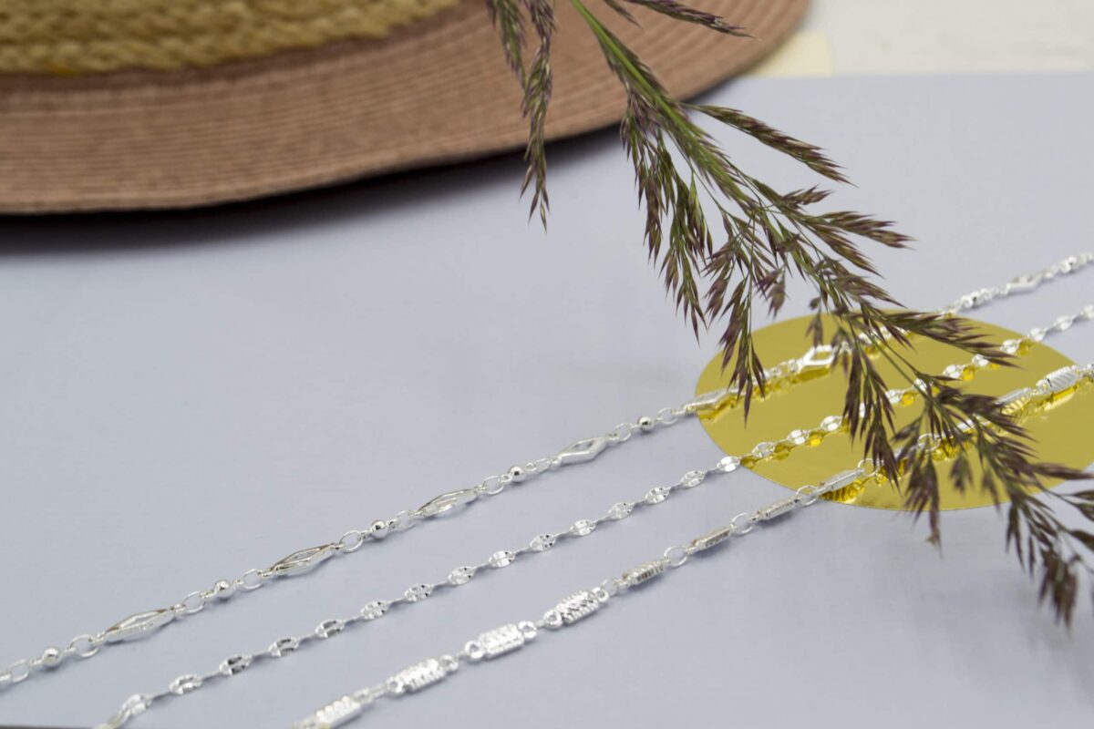 Stripe Rectangle Anklet Silver