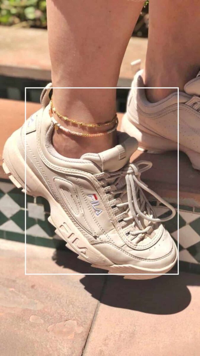 Stripe Rectangle Anklet Silver