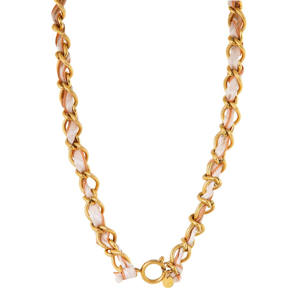 Summer knot beige necklace gold