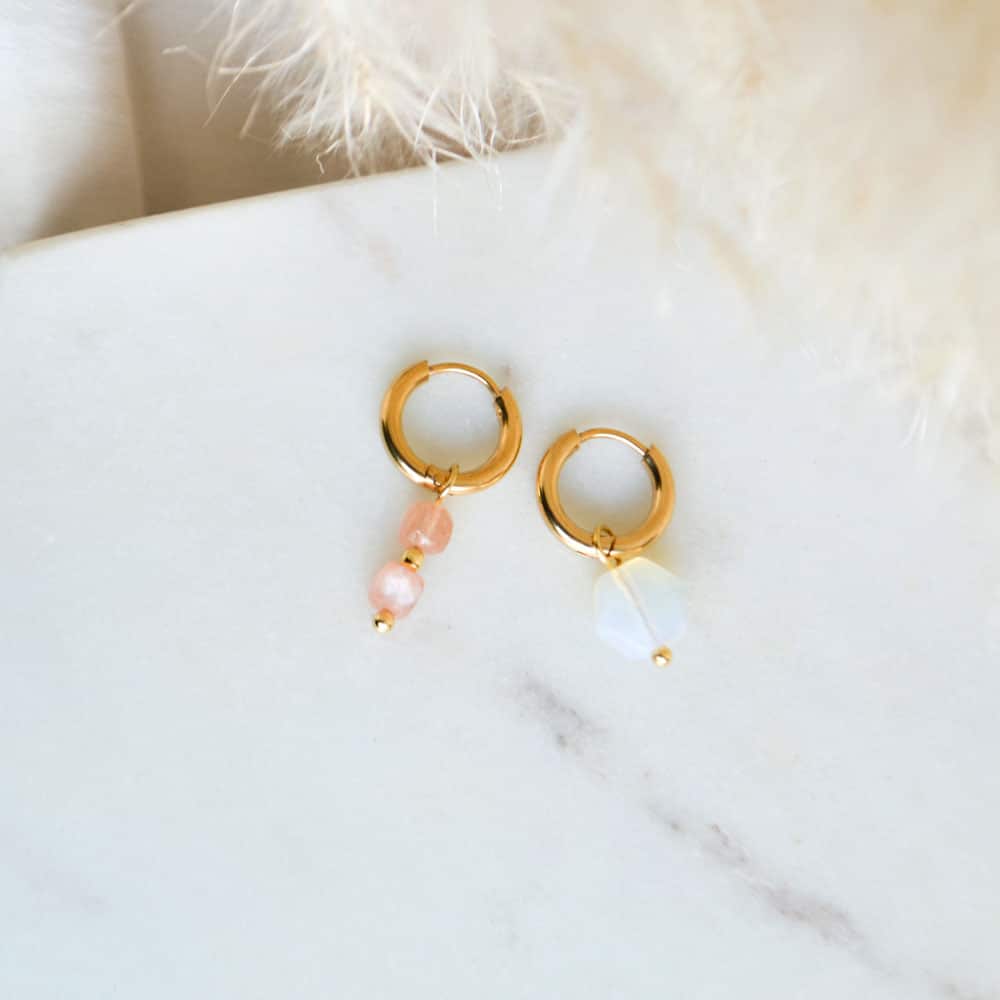 Sunny stone hoop gold