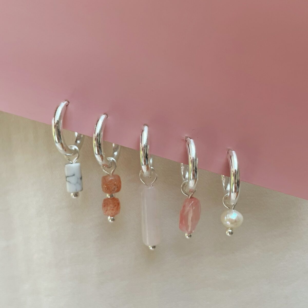 Sunny stone hoop silver