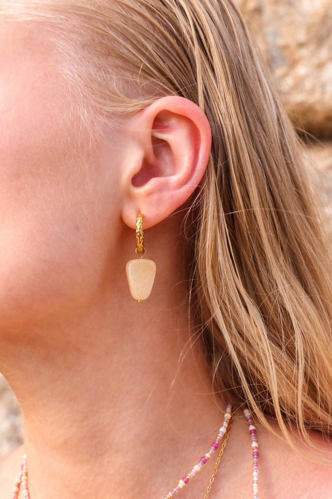 Topaz jade hoop gold
