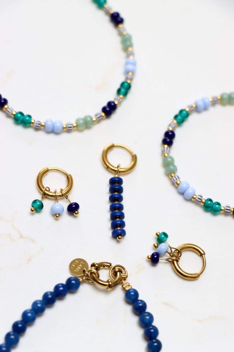 Triple blue hoop gold