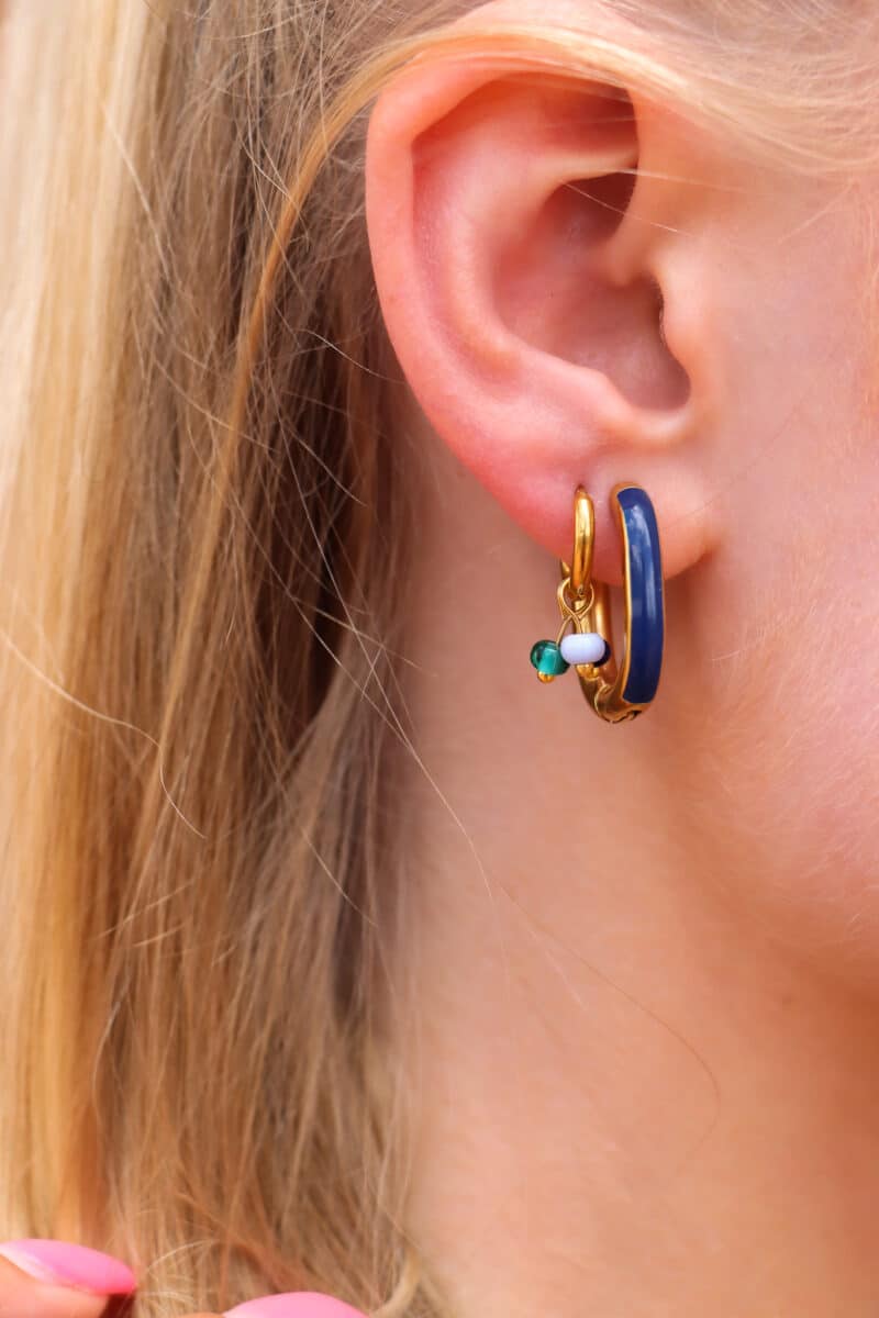 Triple blue hoop gold
