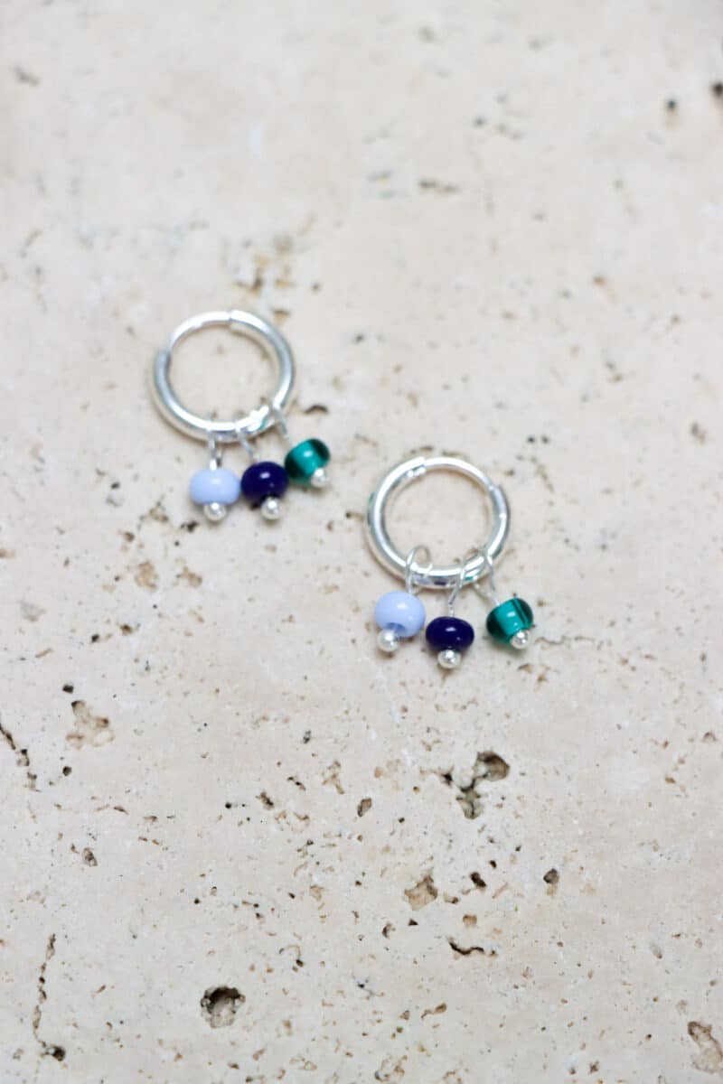 Triple blue hoop silver
