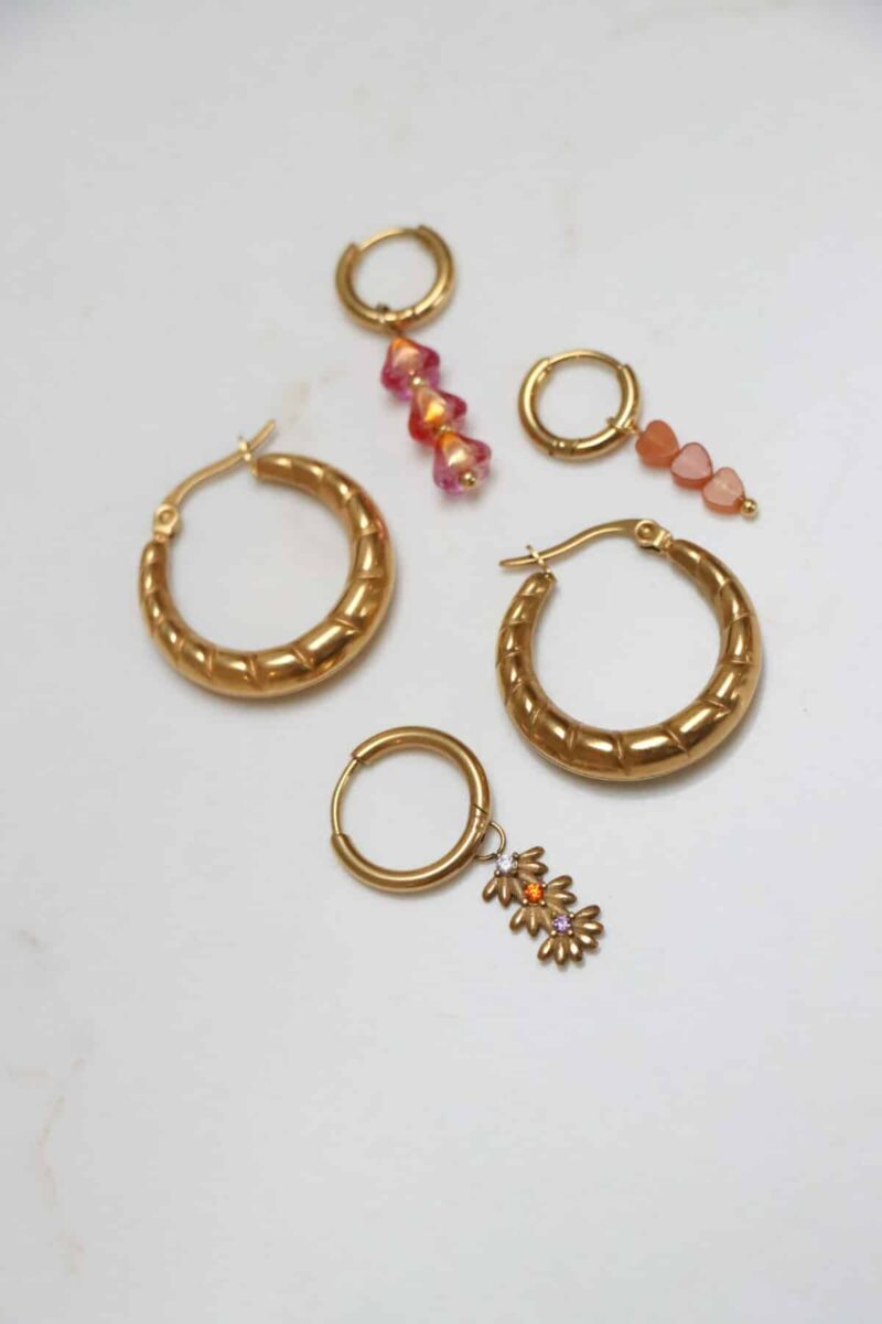 Triple flower color hoop gold