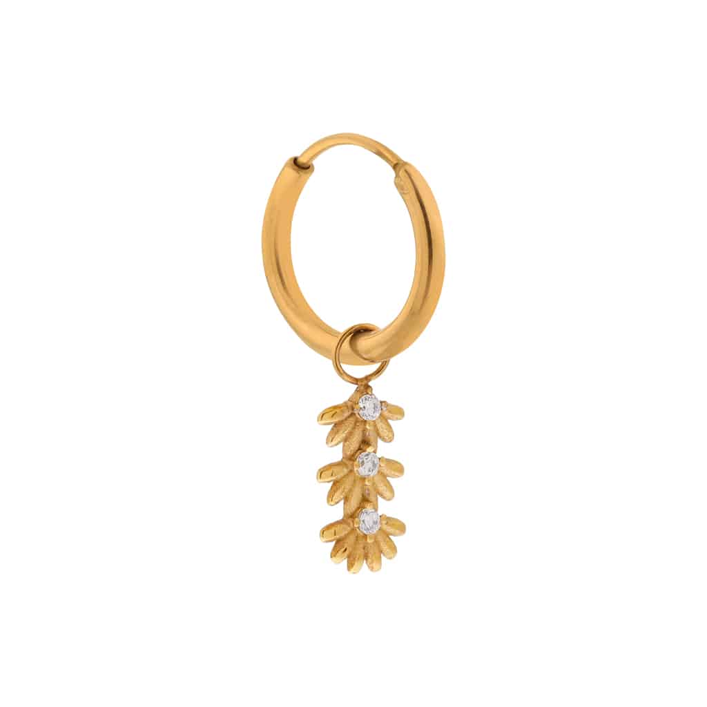 Triple flower white hoop gold