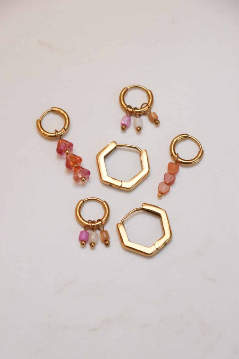 Triple heart orange hoop gold